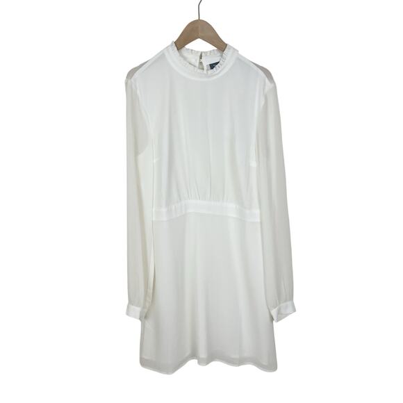 NWT ModCloth Ruffle Trim Long Sleeve Mini Dress in White Size 8 - Picture 2 of 8